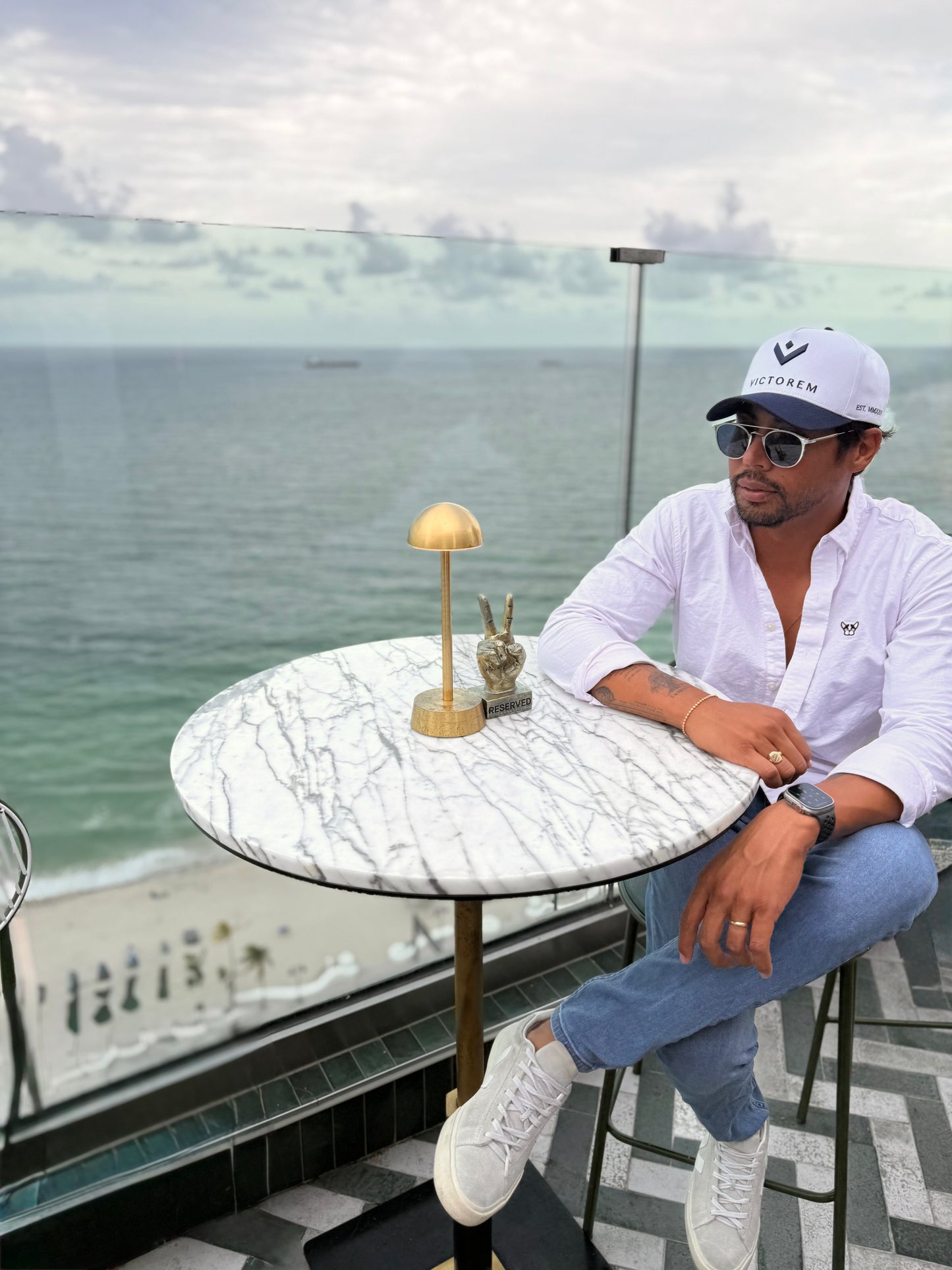 White & Navy Cap